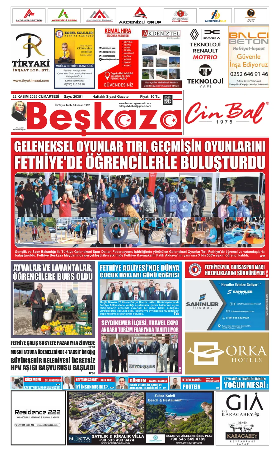 Beşkaza Gazetesi 22 KASIM 2025 CUMARTESİ  (20351)