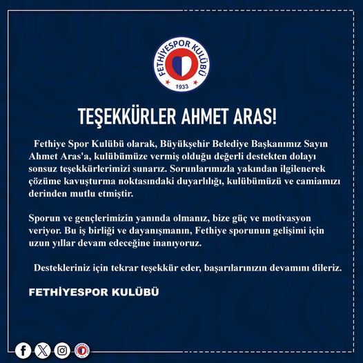 Başkan Aras'tan, Fethiyespor'a Otopark Desteği