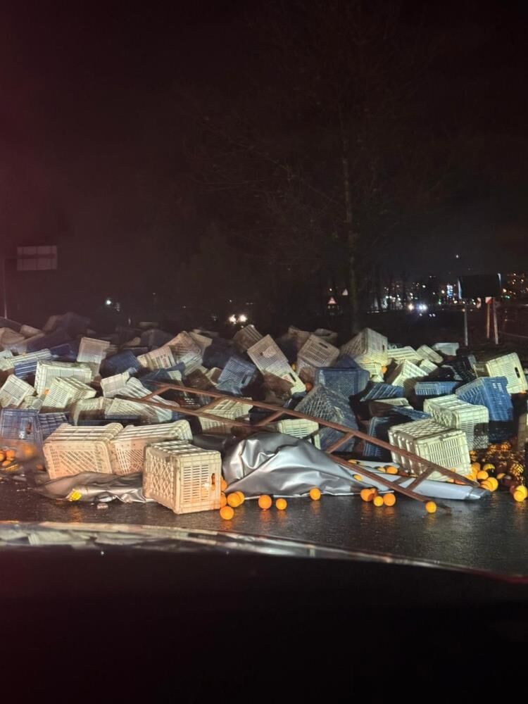 Tırdaki Tonlarca Narenciye Yola Savruldu