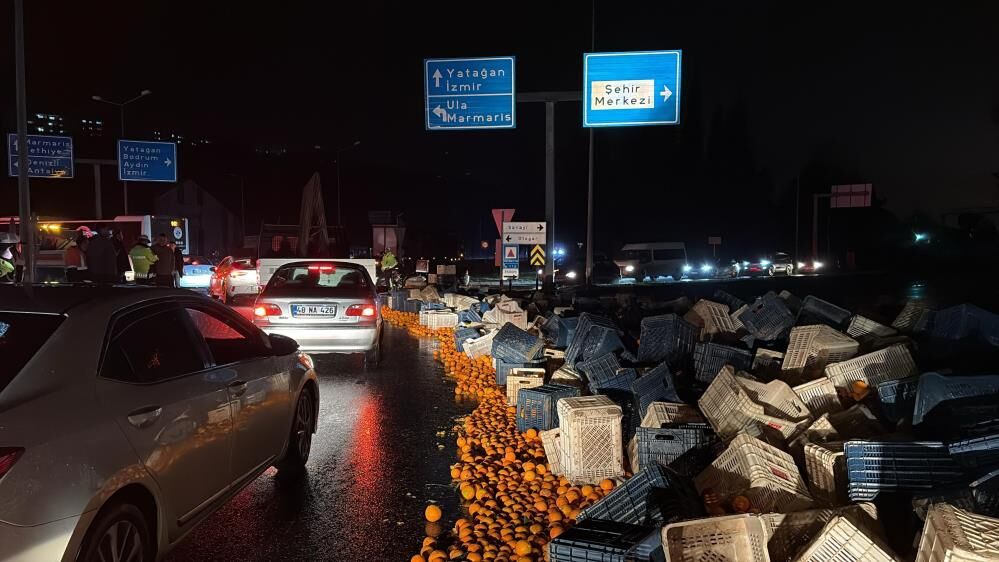 Tırdaki Tonlarca Narenciye Yola Savruldu