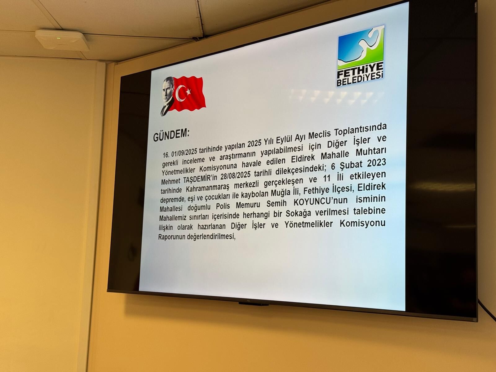 Asrın Felaketinde Enkaz Altında Kalan Koyuncu Ailesinin Adı Fethiye’de Yaşatılacak