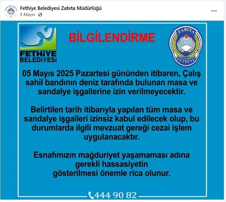 Çalış Sahili’nde Deniz Kenarında Masa ve Sandalye İşgali Yeniden Başladı