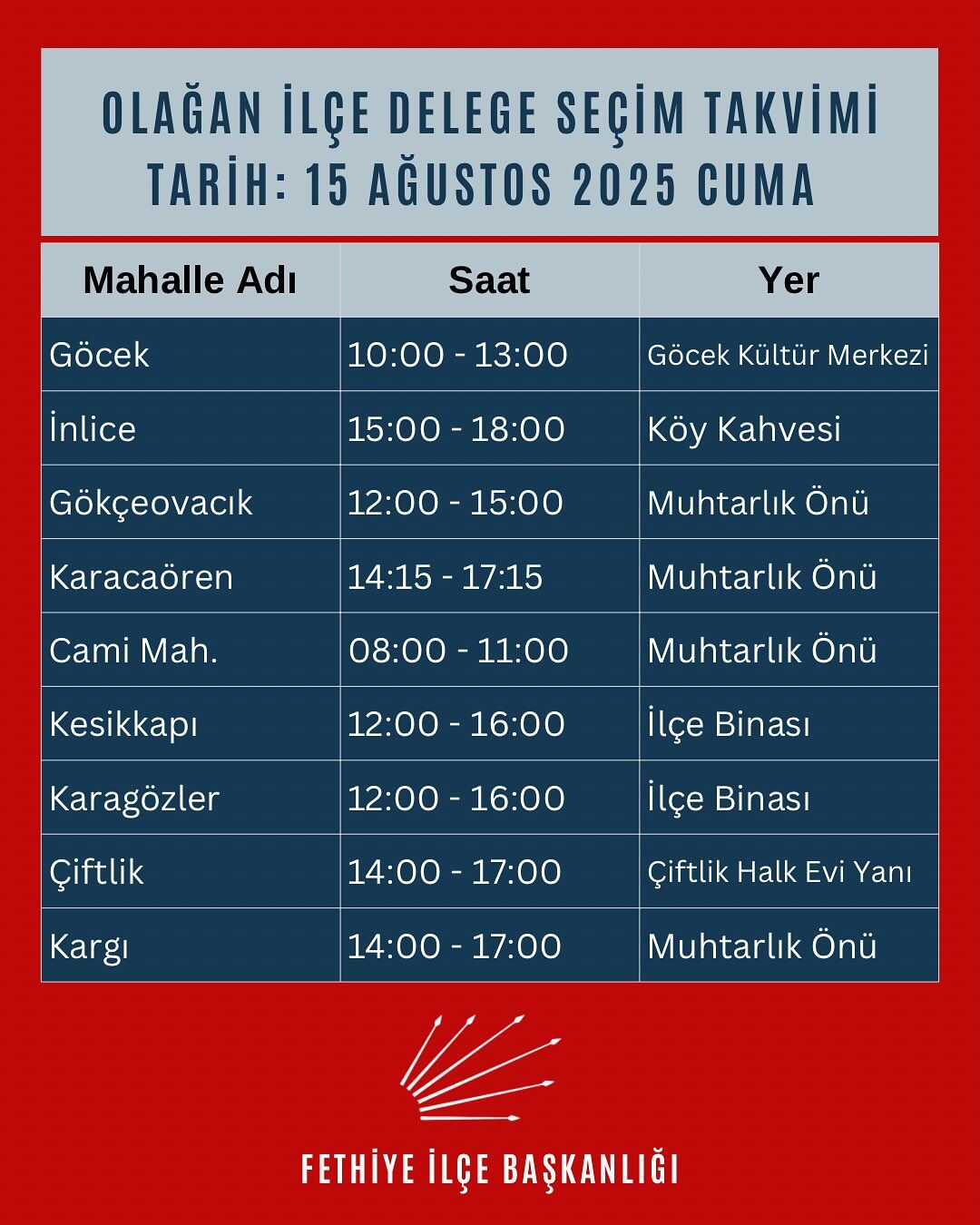 CHP Fethiye’de Delege Seçimleri 15 Ağustos’ta Başlıyor