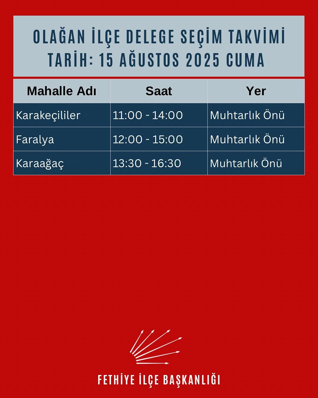 CHP Fethiye’de Delege Seçimleri 15 Ağustos’ta Başlıyor