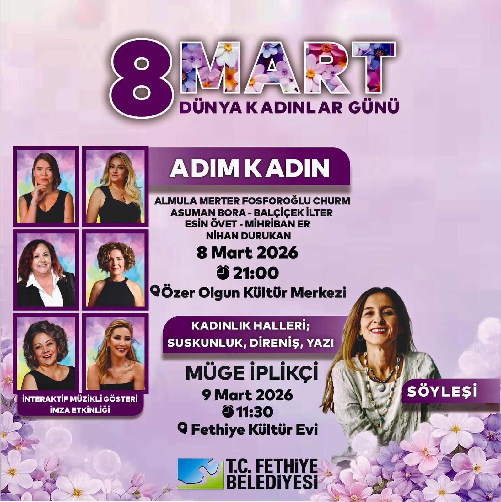 Fethiye’de 8 Mart Dünya Kadınlar Günü Etkinliklerle Kutlanacak
