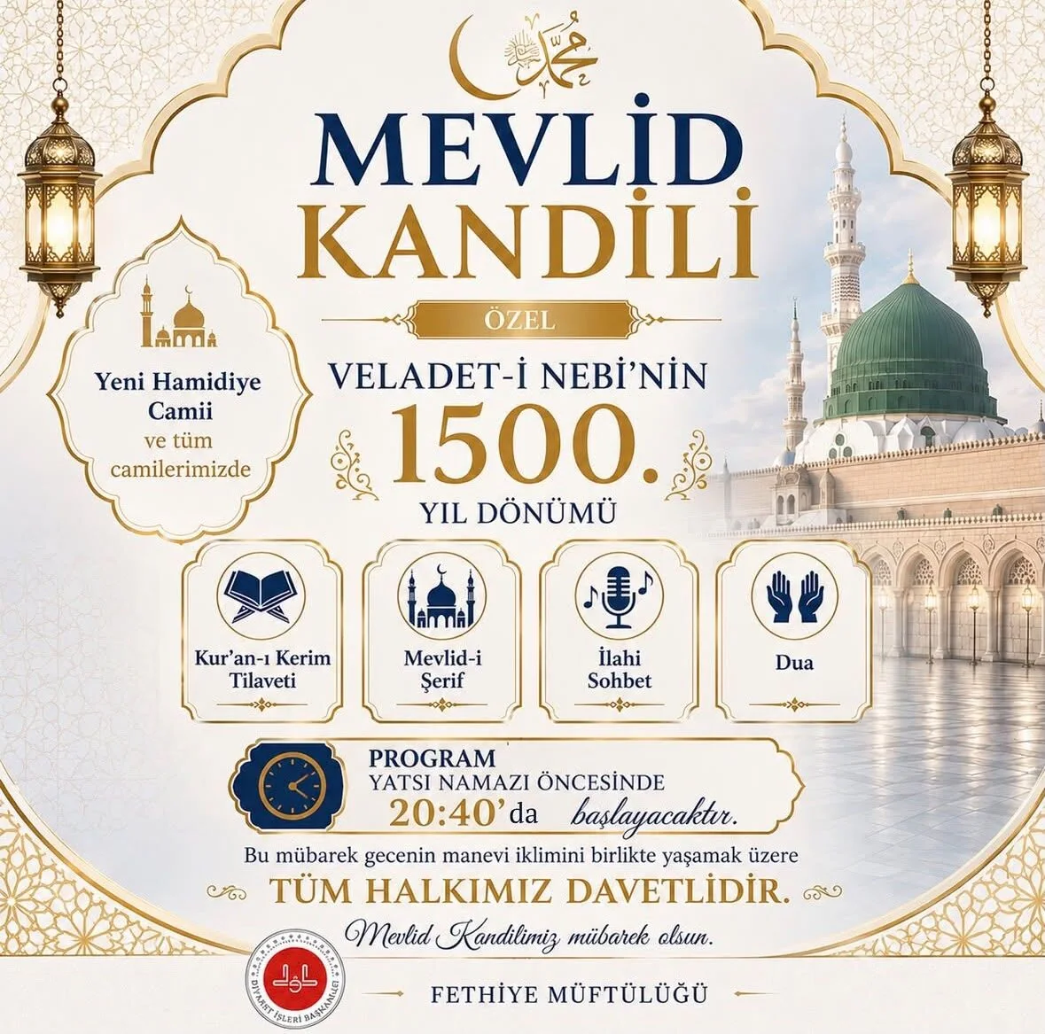 Fethiye’de Mevlid Kandili’ne Özel Program Düzenlenecek