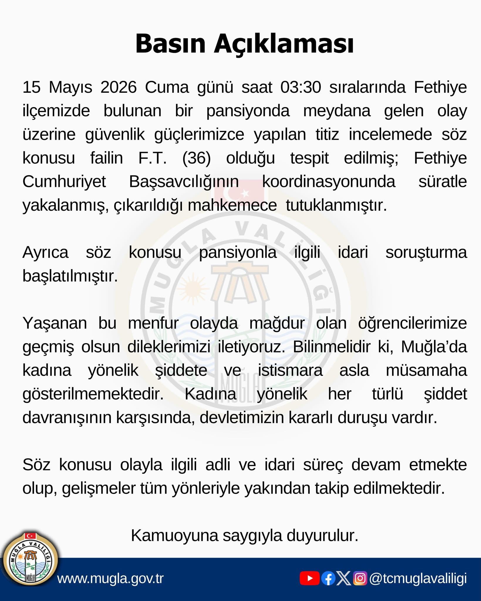 Fethiye’de Öğrencilere Yönelik İstismar İddiasında Şüpheli Tutuklandı