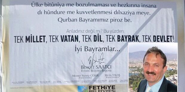 Eski Başkan Saatcı, Kürtçe Afişten İhraç Edilmişti