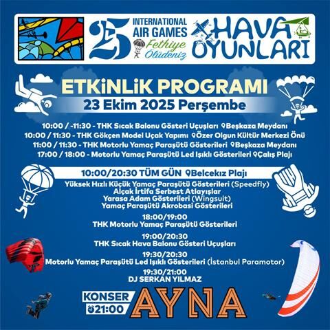 25. Uluslararası Fethiye Ölüdeniz Hava Oyunları Festivali Başlıyor