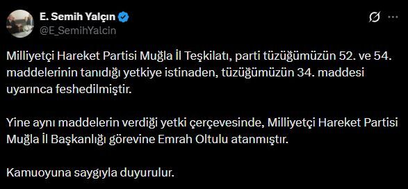 MHP Muğla İl Başkanlığına Emrah Oltulu Atandı