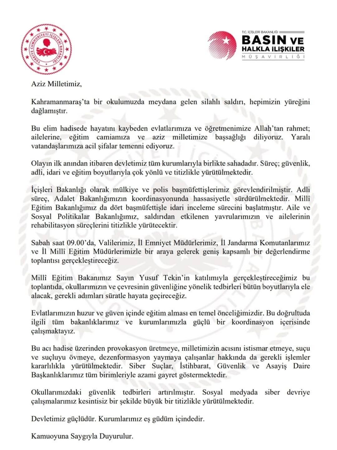 Muğla Valiliği'nden Okul Saldırısına İlişkin Açıklama