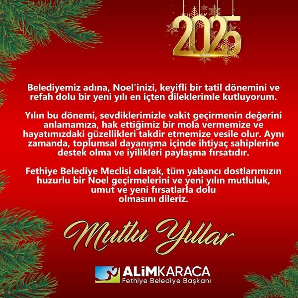 Başkan Karaca’dan Noel Tebriği