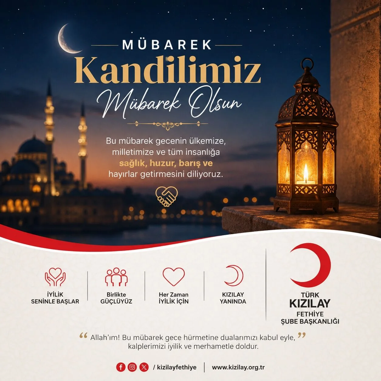 Türk Kızılay Fethiye Şube Başkanlığı’ndan Kandil Mesajı