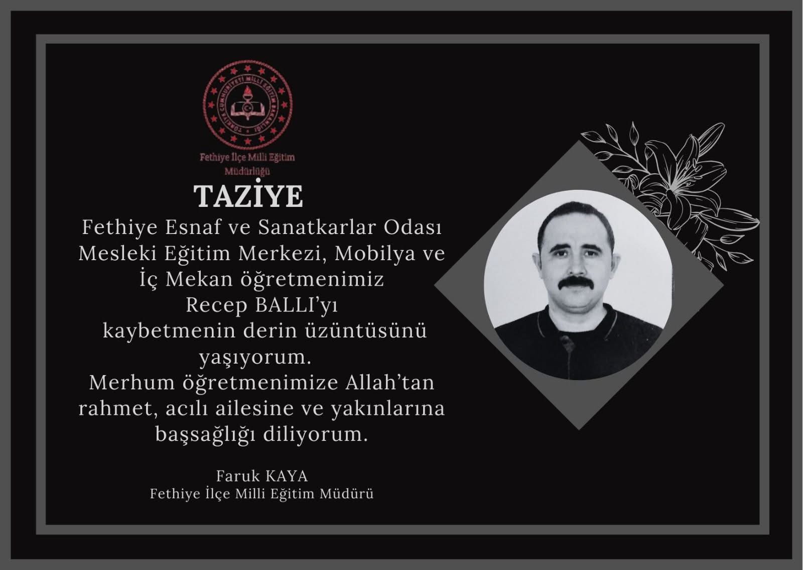 Mobilya ve İç Mekan Tasarımı Öğretmeni Recep Ballı Hayatını Kaybetti