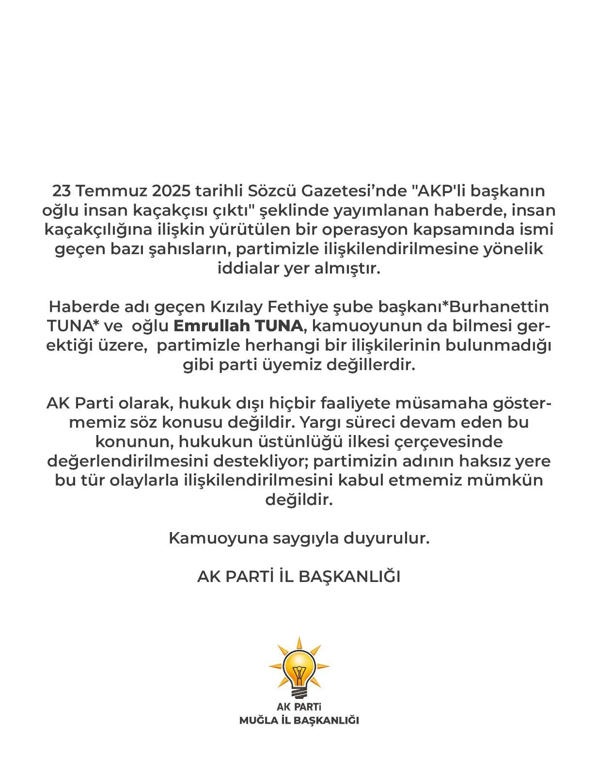 AK Parti'den "İnsan Kaçakçılığı" İddialarına Sert Yanıt: "Partimizle İlgisi Yok"