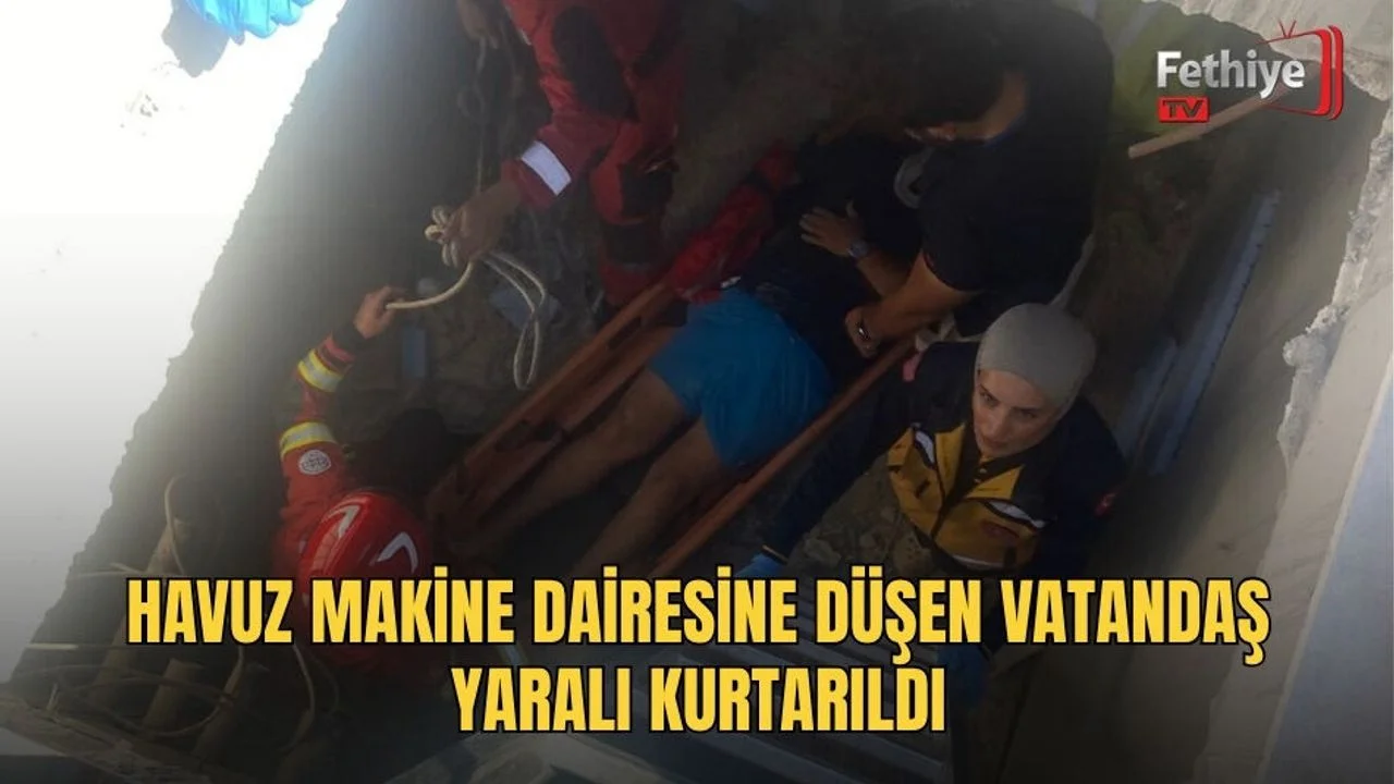 Bodrum Gümüşlük'te havuz makine dairesine düşen vatandaş, ekiplerin müdahalesiyle yaralı kurtarıldı.