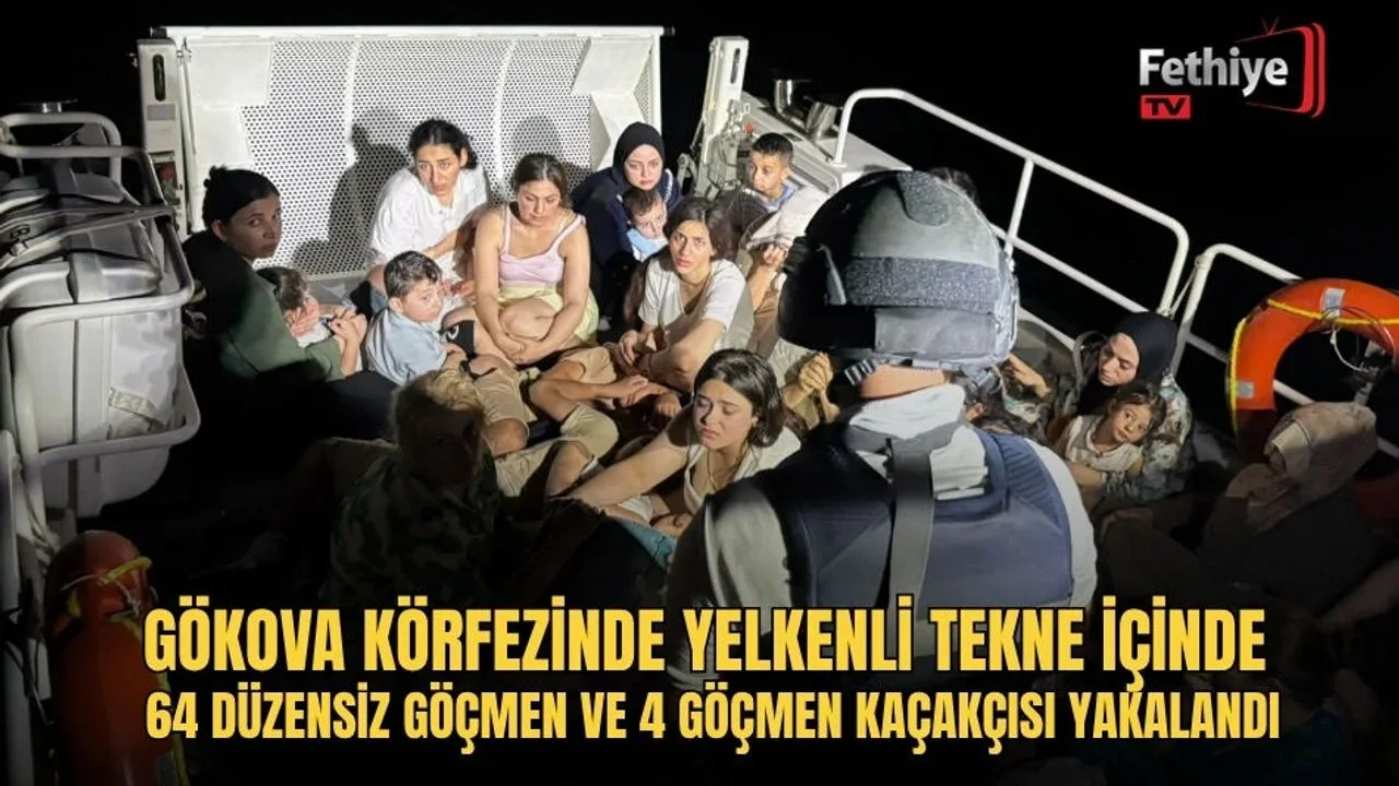 Ula açıklarında yelkenli tekne içinde yakalanan düzensiz göçmenler ve göçmen kaçakçıları güvenlik güçlerince gözaltına alındı.