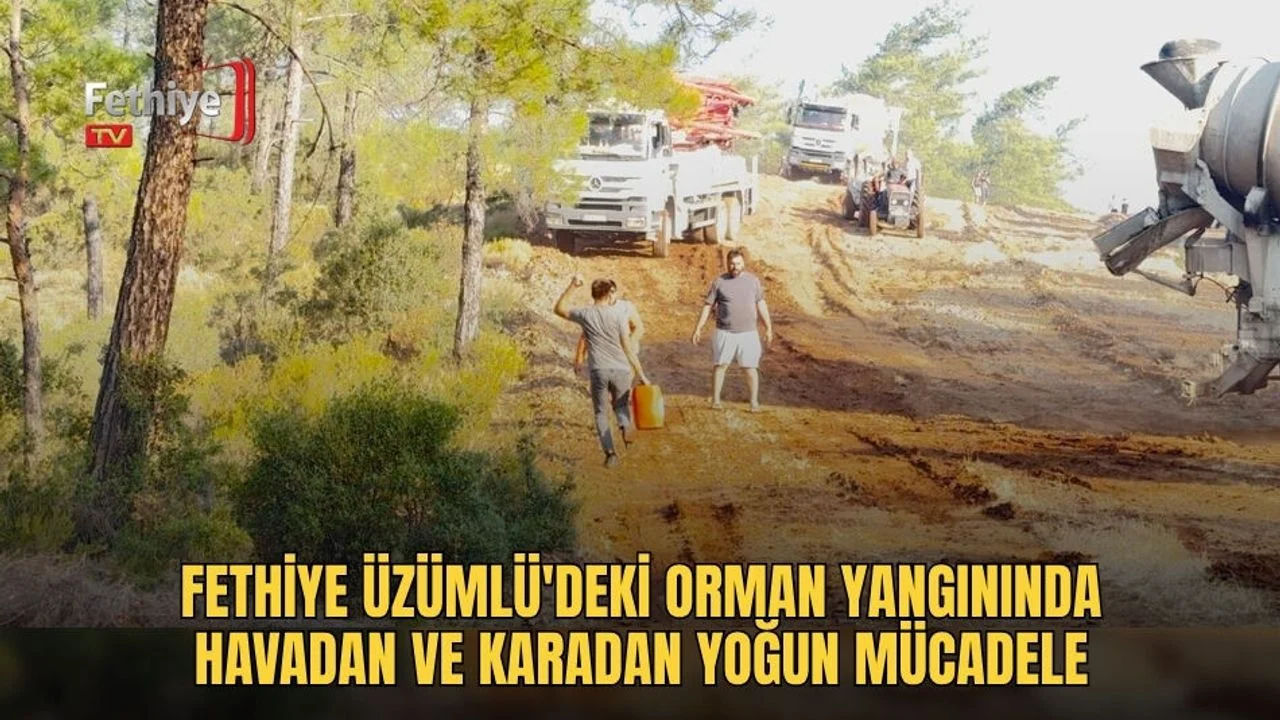 Fethiye Üzümlü'deki Orman Yangınında Havadan Ve Karadan Yoğun Mücadele