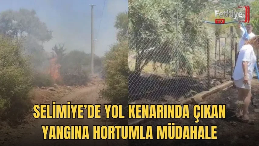 Selimiye’de Yol Kenarında Çıkan Yangına Hortumla Müdahale