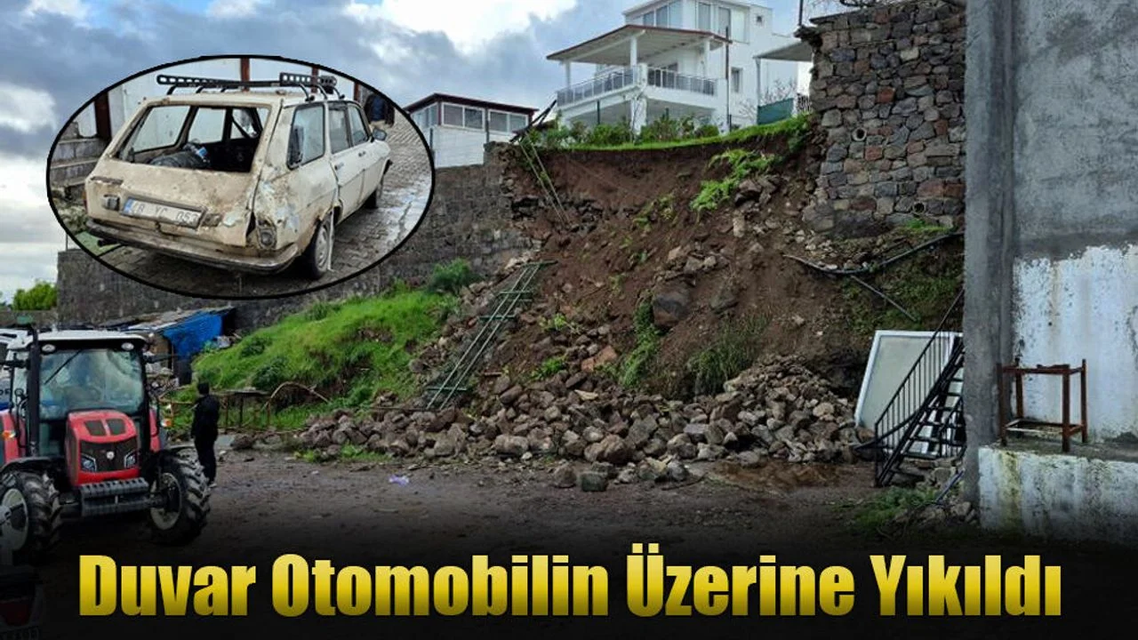 Duvar Otomobilin Üzerine Yıkıldı