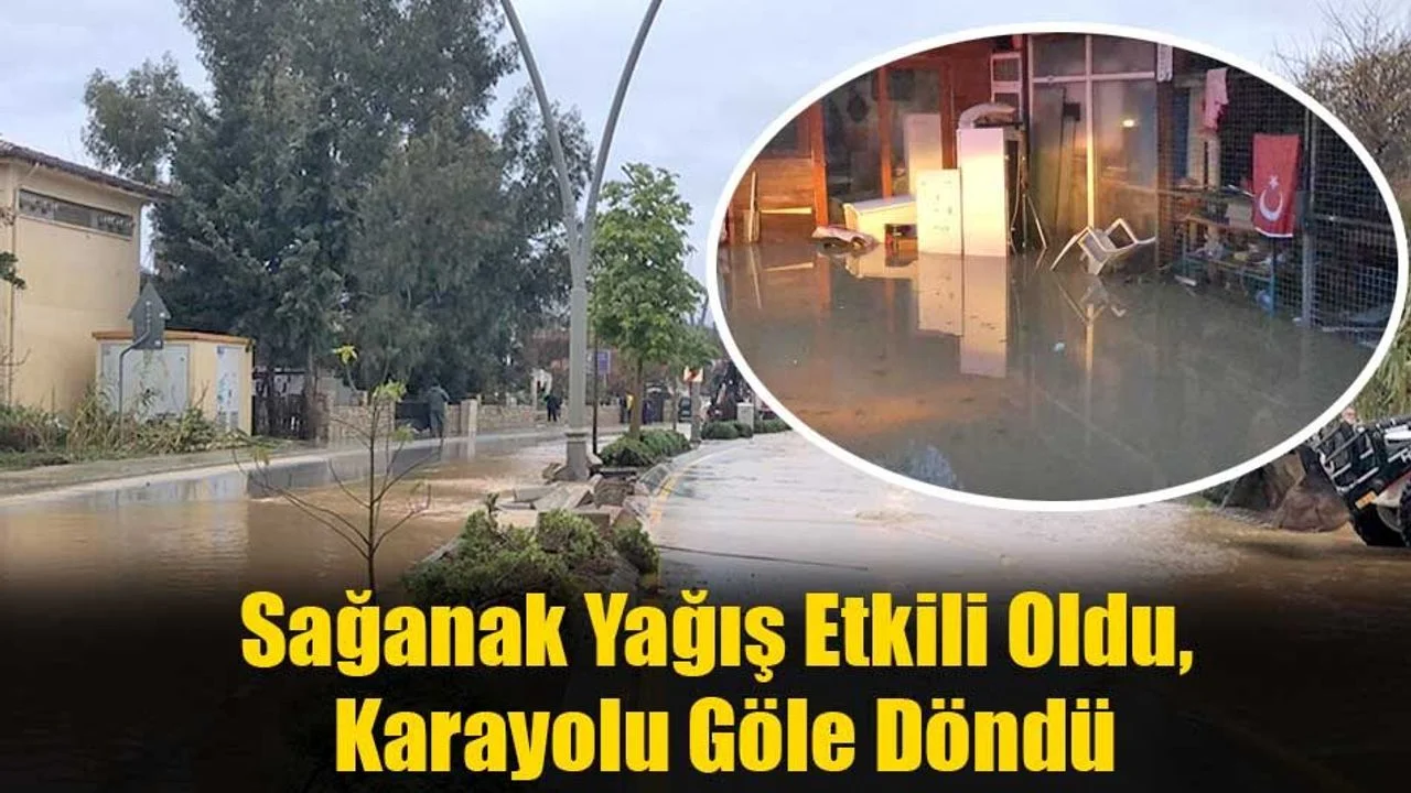 Sağanak Yağış Etkili Oldu, Karayolu Göle Döndü