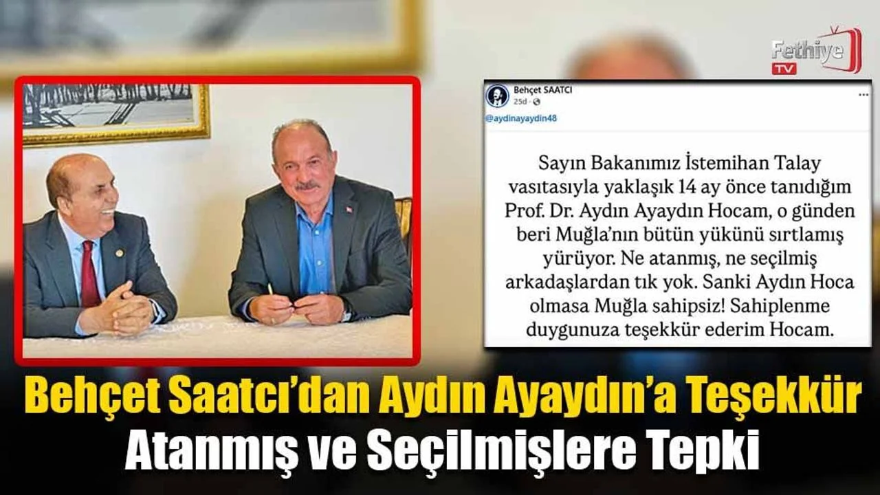 Behçet Saatcı’dan Aydın Ayaydın’a Teşekkür