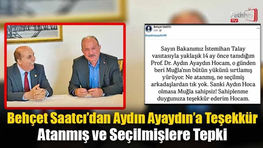 Behçet Saatcı’dan Aydın Ayaydın’a Teşekkür
