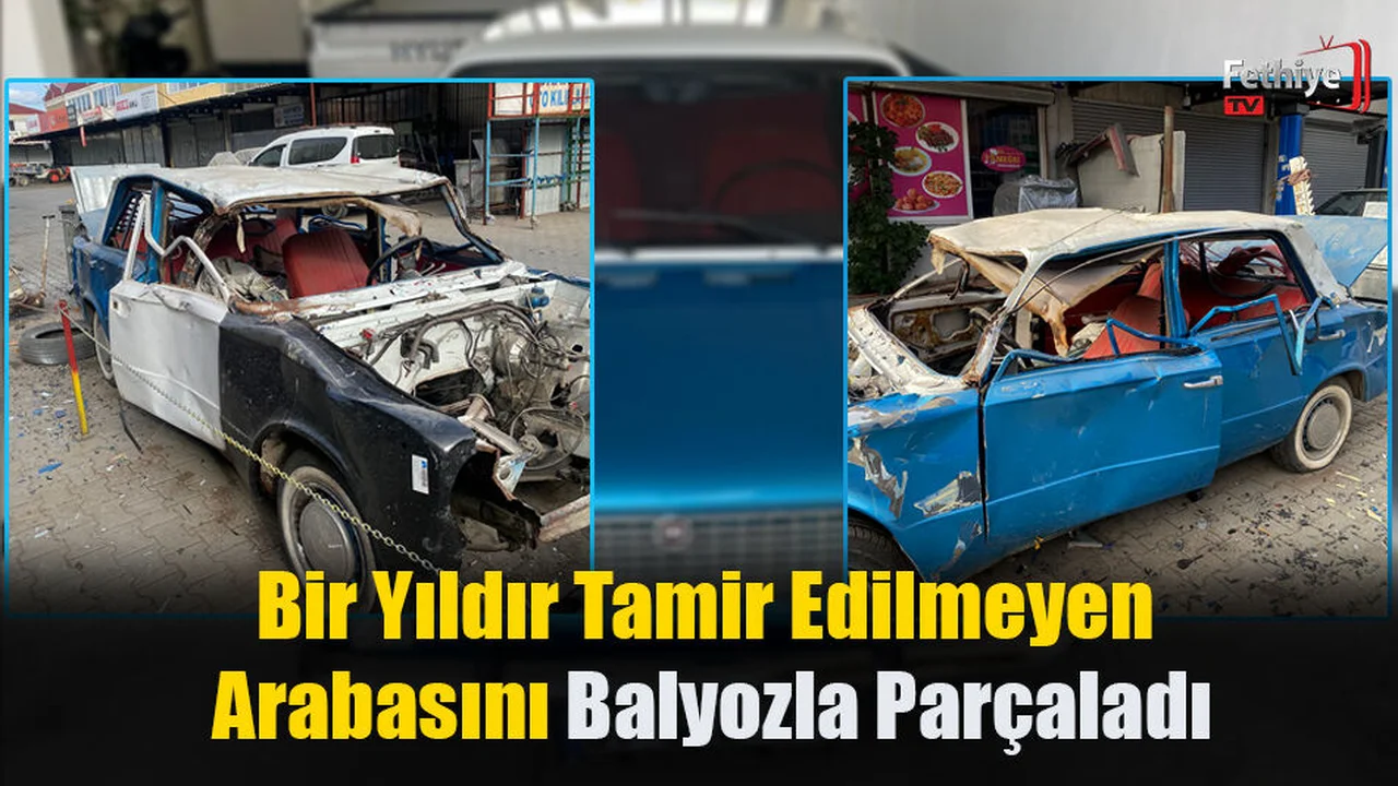 Bir Yıldır Tamir Edilmeyen Arabasını Balyozla Parçaladı