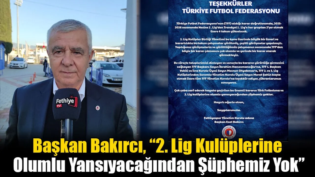 TFF Açıkladı, 2 Lig’den 4 Takım 1. Lige Yükselecek