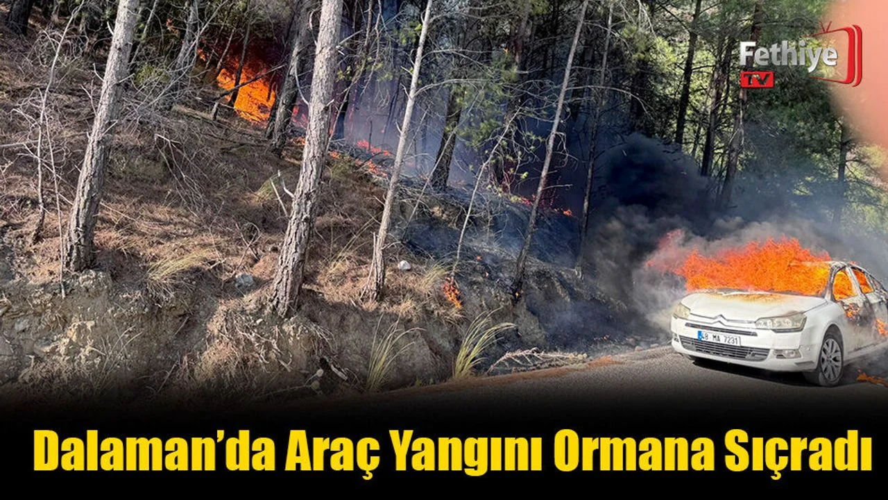 Dalaman’da Araç Yangını Ormana Sıçradı
