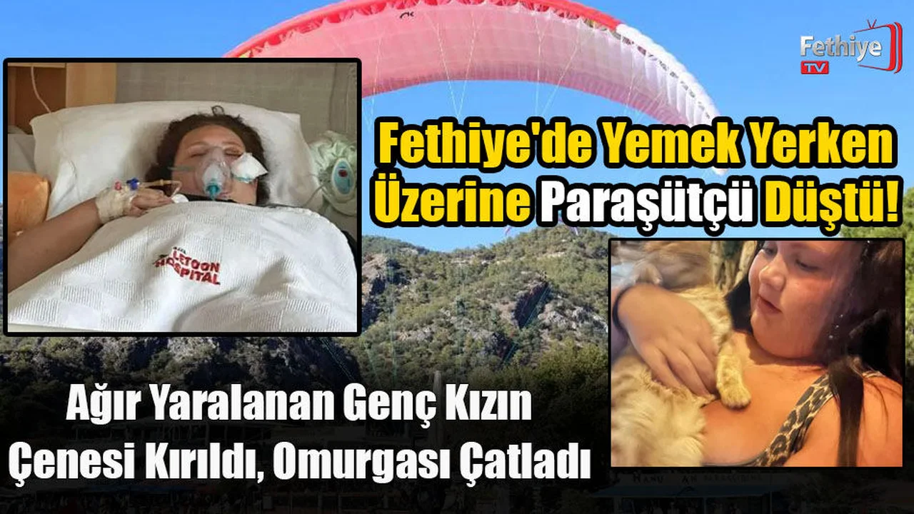 Fethiye'de Yemek Yerken Üzerine Paraşütçü Düştü!