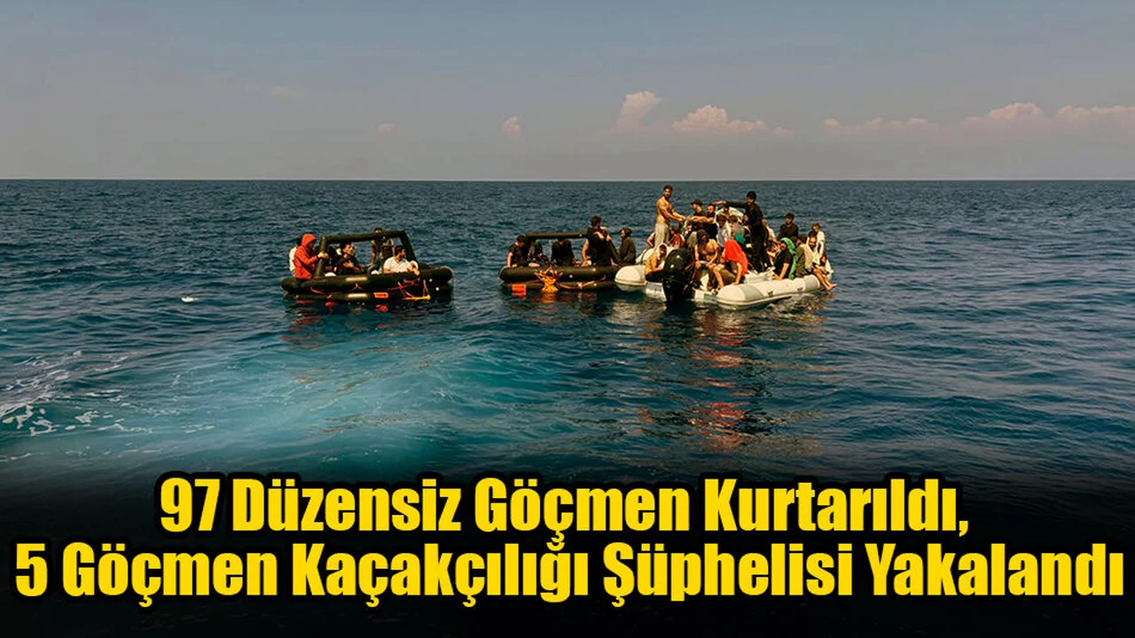 Fethiye'de 97 Düzensiz Göçmen Kurtarıldı, 5 Göçmen Kaçakçılığı Şüphelisi Yakalandı