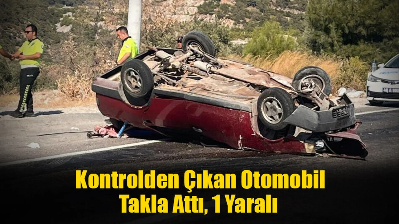 Kontrolden Çıkan Otomobil Takla Attı, 1 Yaralı