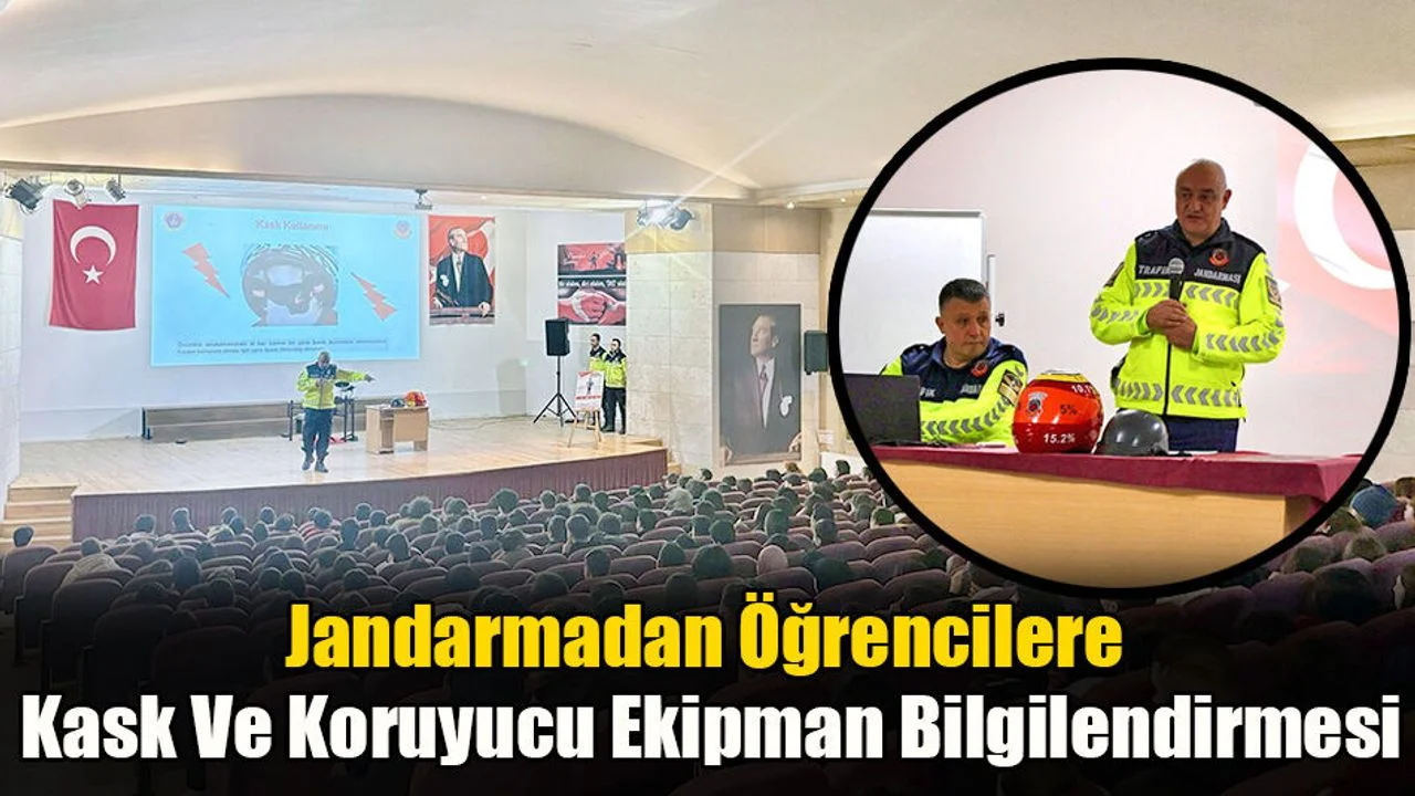 Jandarmadan Öğrencilere Kask Ve Koruyucu Ekipman Bilgilendirmesi