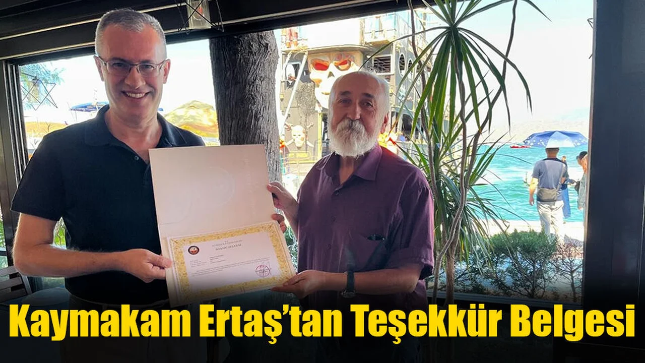 Kaymakam Ertaş’tan Teşekkür Belgesi