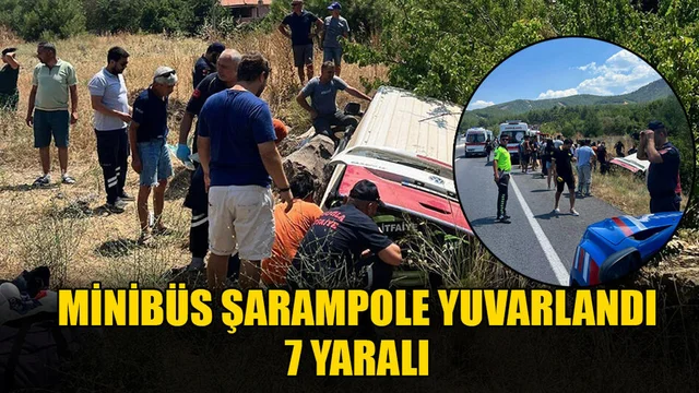 Minibüs Şarampole Yuvarlandı: 7 Yaralı