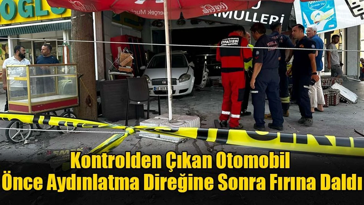 Kontrolden Çıkan Otomobil Önce Aydınlatma Direğine Sonra Fırına Daldı