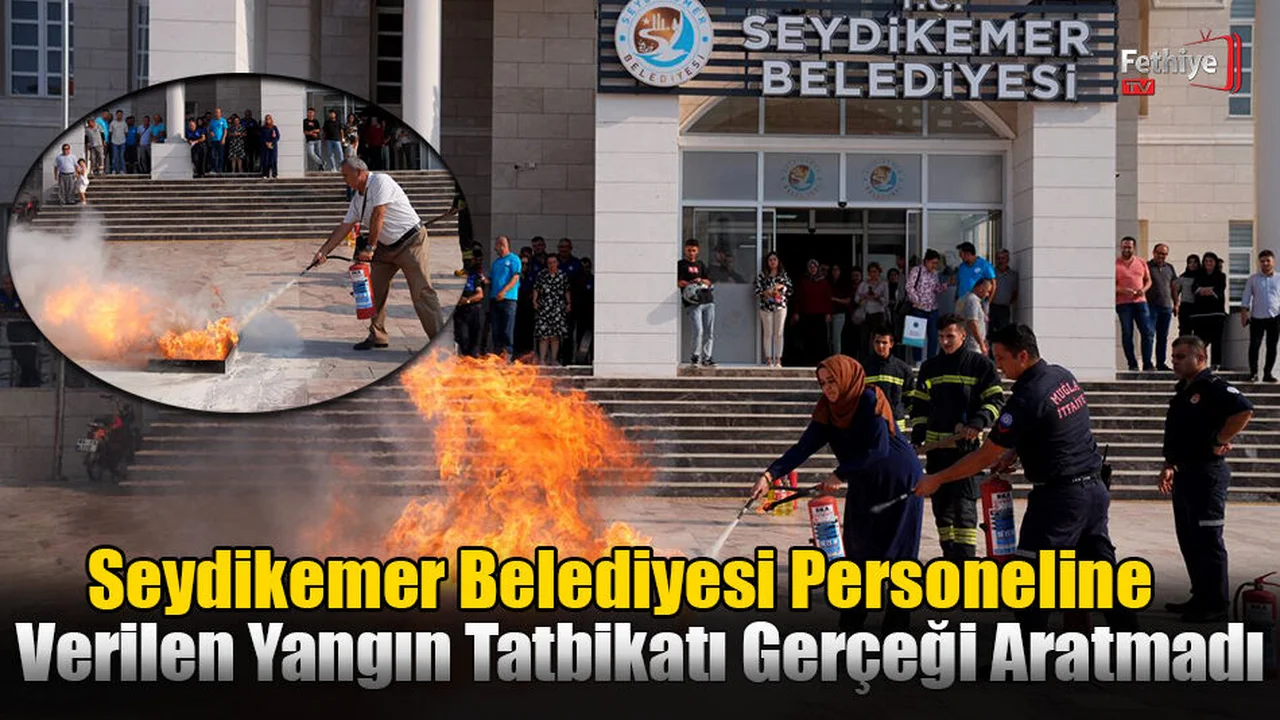 Seydikemer Belediyesi Personeline Verilen Yangın Tatbikatı Gerçeği Aratmadı