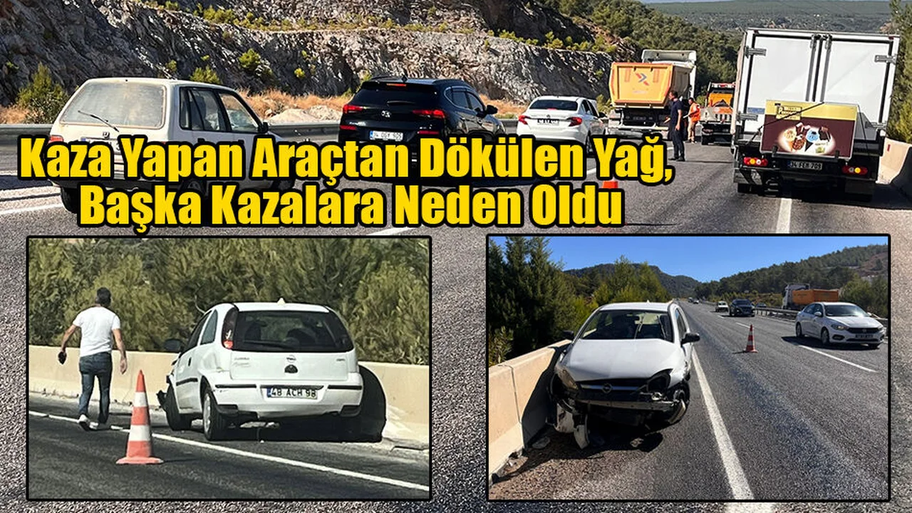 Kaza Yapan Araçtan Dökülen Yağ, Diğer Araçların Da Kaza Yapmasına Neden Oldu