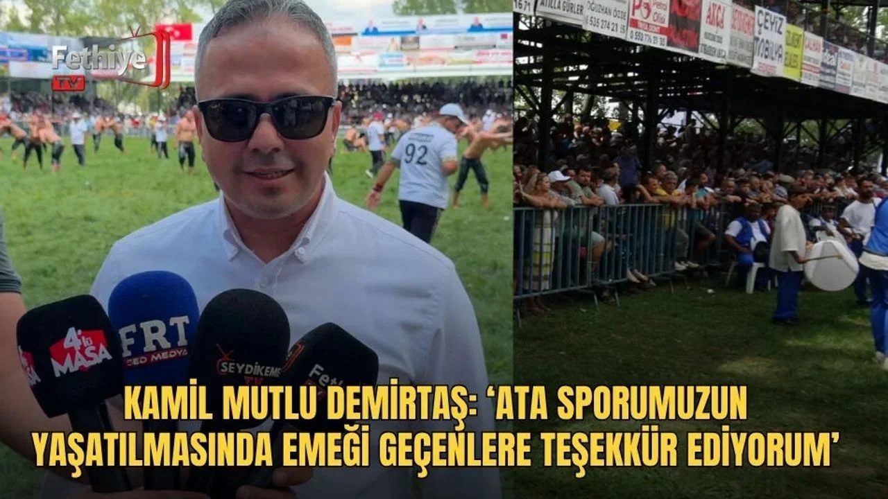 Demirtaş, Seydikemer'deki yağlı güreş organizasyonunda konuşma yaparak pehlivanlara başarı diledi.