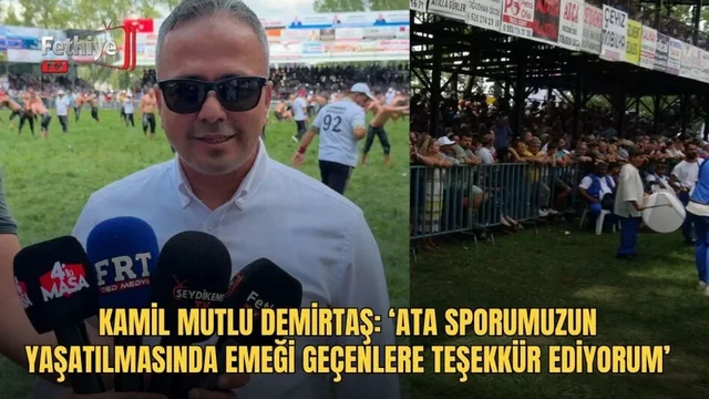 Demirtaş, Seydikemer'deki yağlı güreş organizasyonunda konuşma yaparak pehlivanlara başarı diledi.
