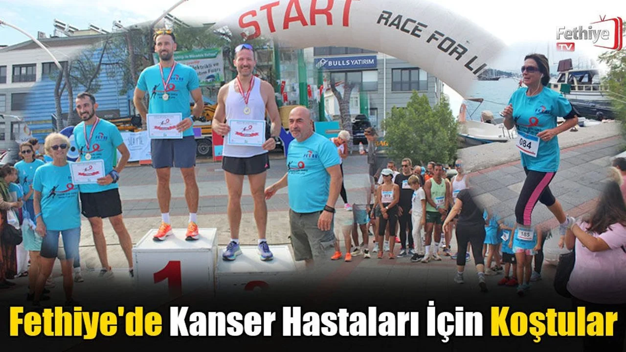 Fethiye'de düzenlenen Yaşam İçin Yarış etkinliğinde koşan katılımcılar Özer Olgun Kültür Merkezi önünde start aldı.