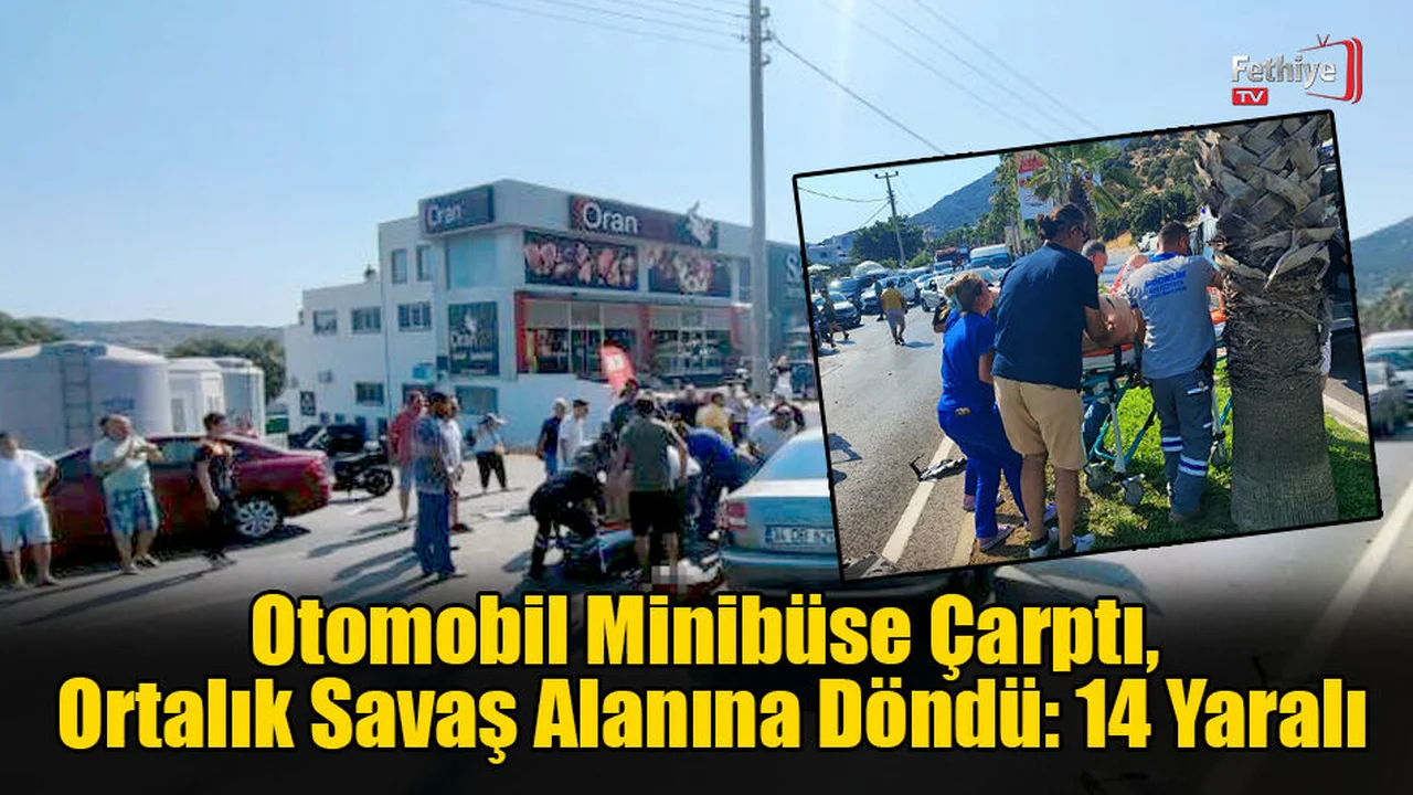 Otomobil Minibüse Çarptı: 14 Yaralı