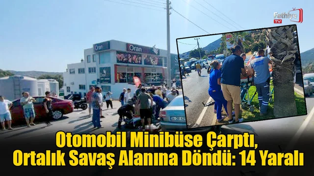 Otomobil Minibüse Çarptı: 14 Yaralı