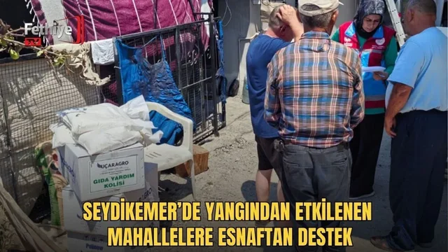 Yangından etkilenen vatandaşlar için hazırlanan gıda kolileri Kaymakamlık koordinasyonuyla dağıtılıyor.