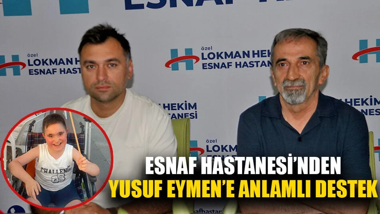 Lokman Hekim Hastanesi Başhekimi Öztürk Günal'ın DMD hastası Yusuf Eymen Aydın için açıklama yaptığı toplantıdan bir kare.