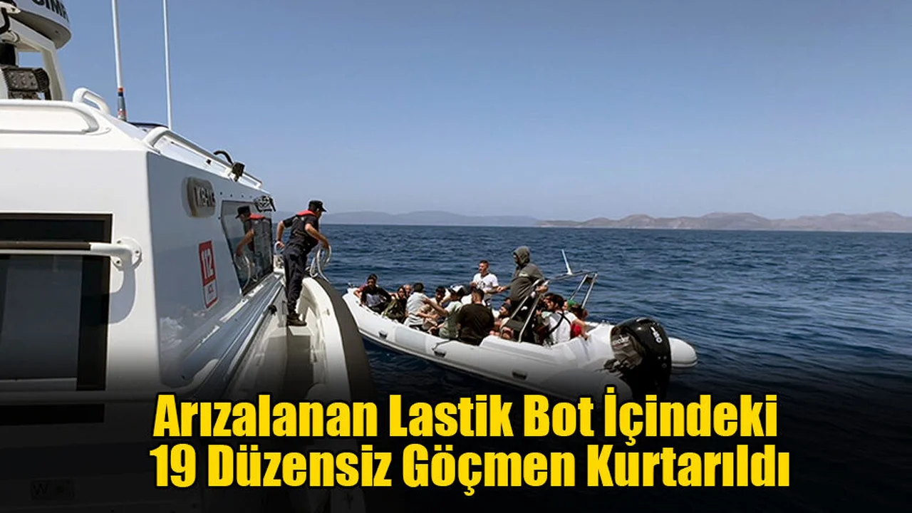 Arızalanan Lastik Bot İçindeki 19 Düzensiz Göçmen Kurtarıldı