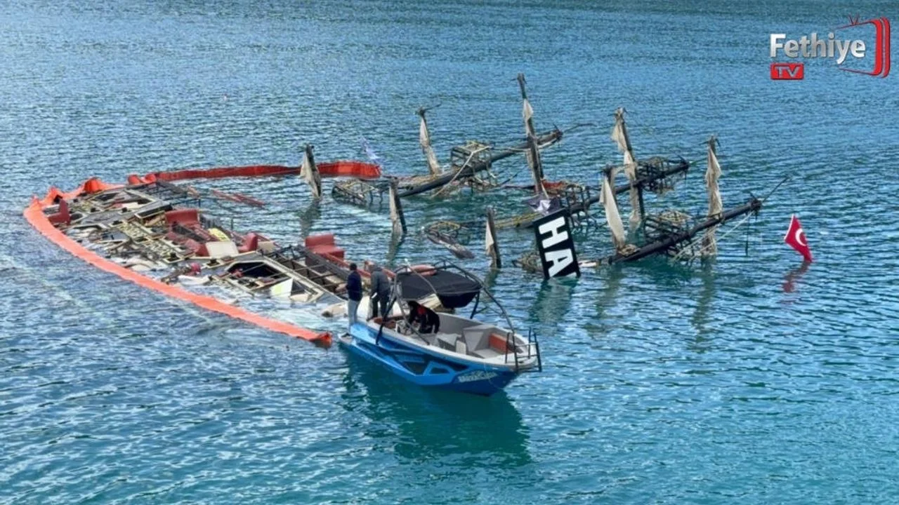 Ölüdeniz'de Batan Tekne Önlem Amaçlı Çevrildi