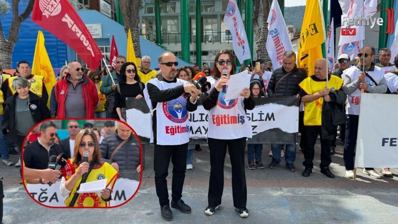 Fethiye'de Eğitim Sendikalarından İş Bırakma Eylemi