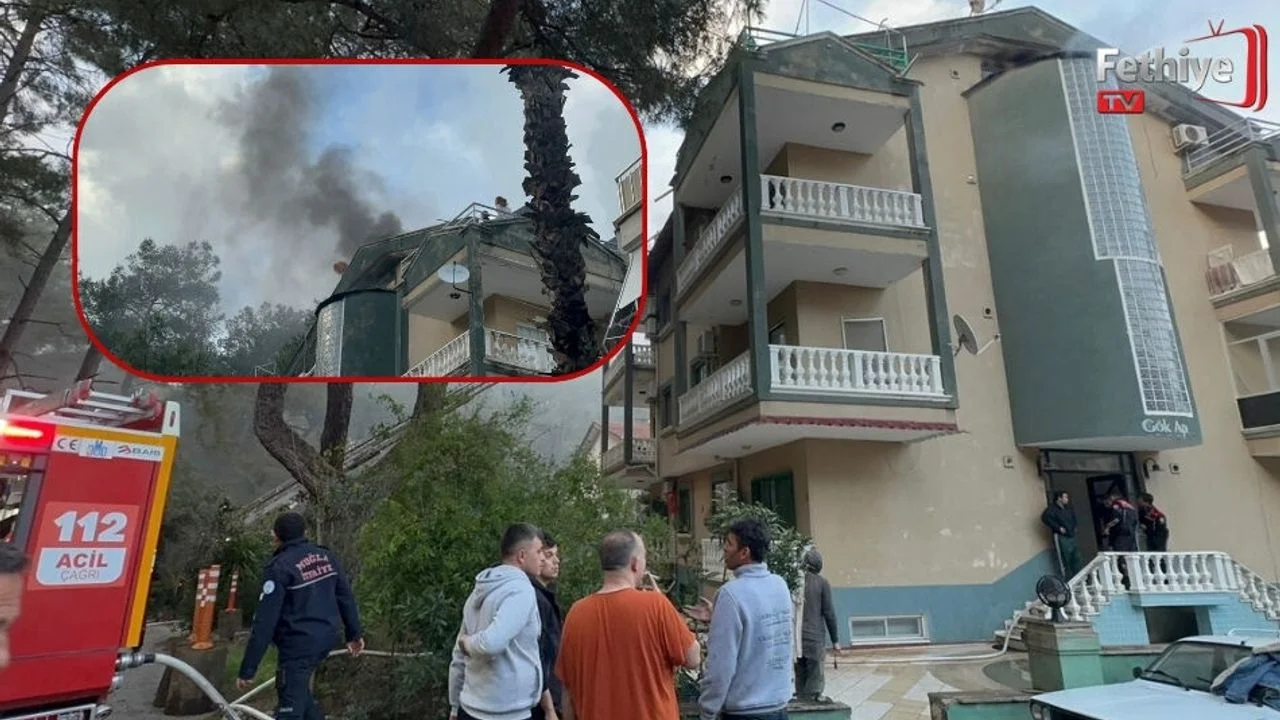 Marmaris'te Çatı Katı Yangını: Mahsur Kalan Bir Kişi Kurtarıldı